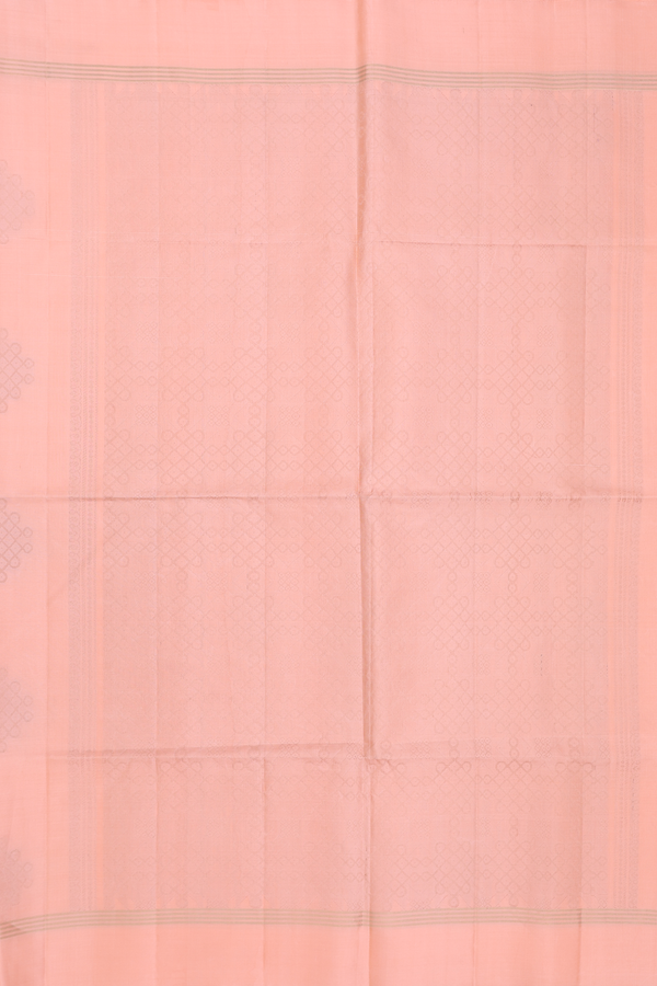 Soft Silk Saree In Melon Orange With Kolam Buttas