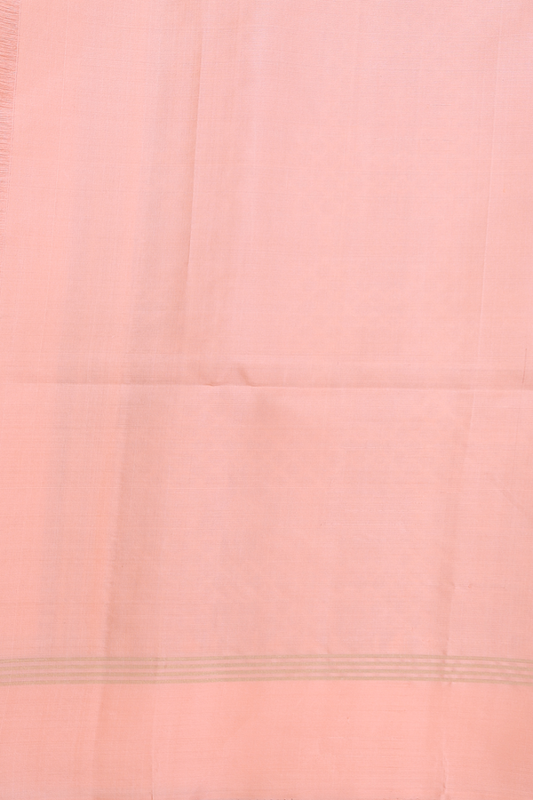 Soft Silk Saree In Melon Orange With Kolam Buttas