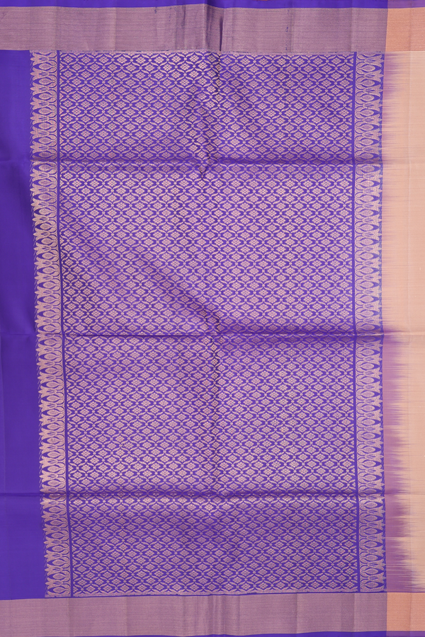 Soft Silk Saree In Melon Orange With Stripes Design