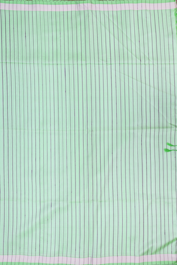 Soft Silk Saree In Mint Green With Stripes Design