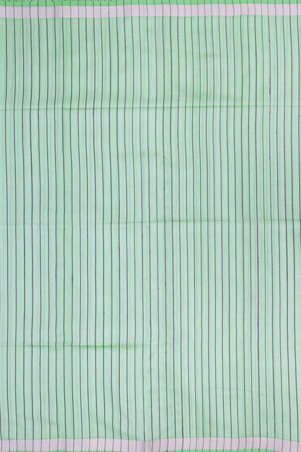 Soft Silk Saree In Mint Green With Stripes Design