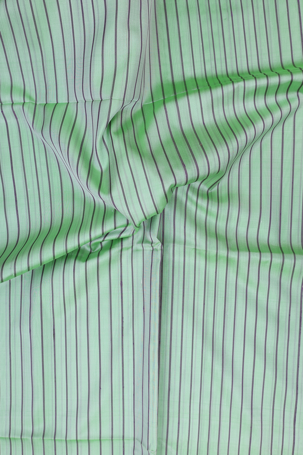 Soft Silk Saree In Mint Green With Stripes Design