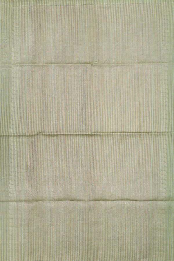 Soft Silk Saree In Moss Green Along Stripes With Motifs