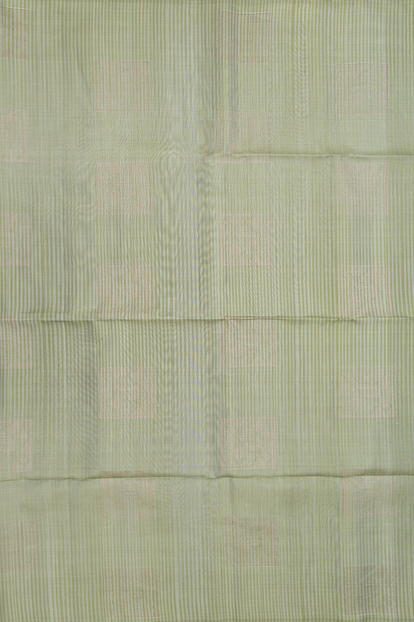 Soft Silk Saree In Moss Green Along Stripes With Motifs