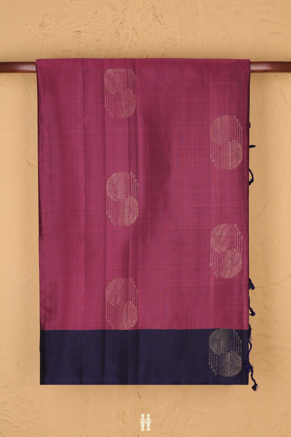Soft Silk Saree In Mulberry With Zari Motifs