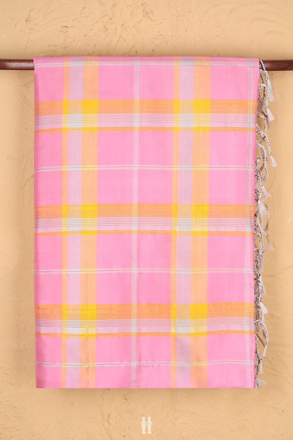 Soft Silk Saree In Multicolor With Checks Design