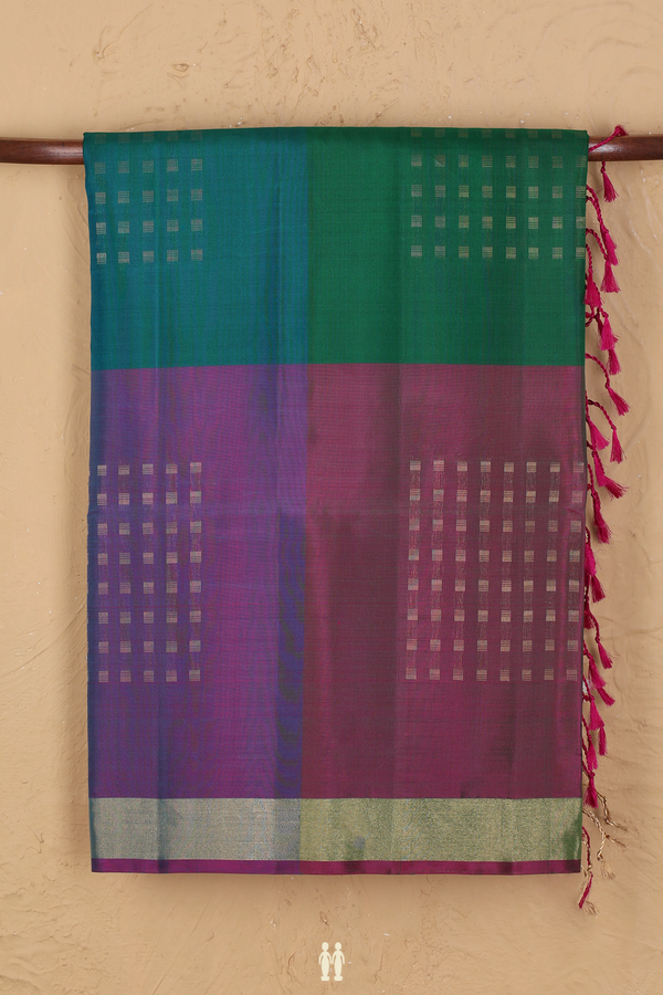 Soft Silk Saree In Multicolor With Checks Design