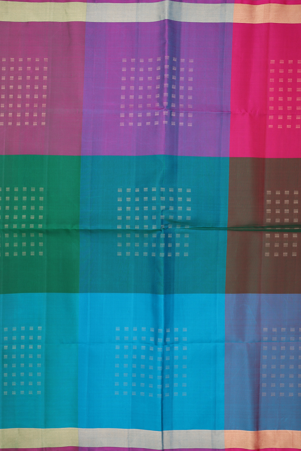 Soft Silk Saree In Multicolor With Checks Design