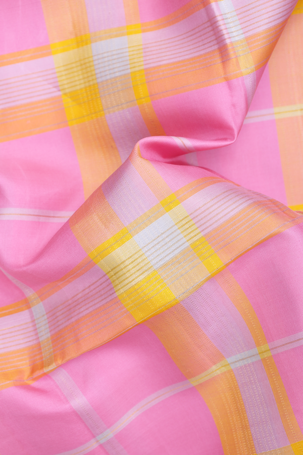 Soft Silk Saree In Multicolor With Checks Design