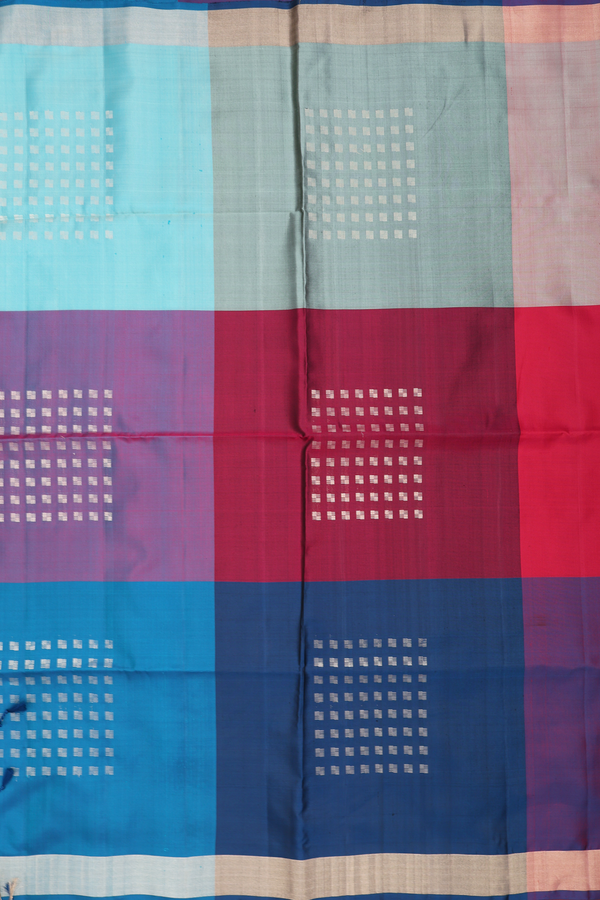 Soft Silk Saree In Multicolor With Checks Design