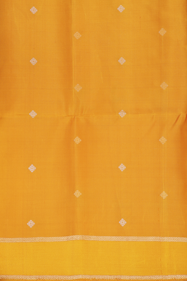 Soft Silk Saree In Mustard Yellow With Floral Buttas