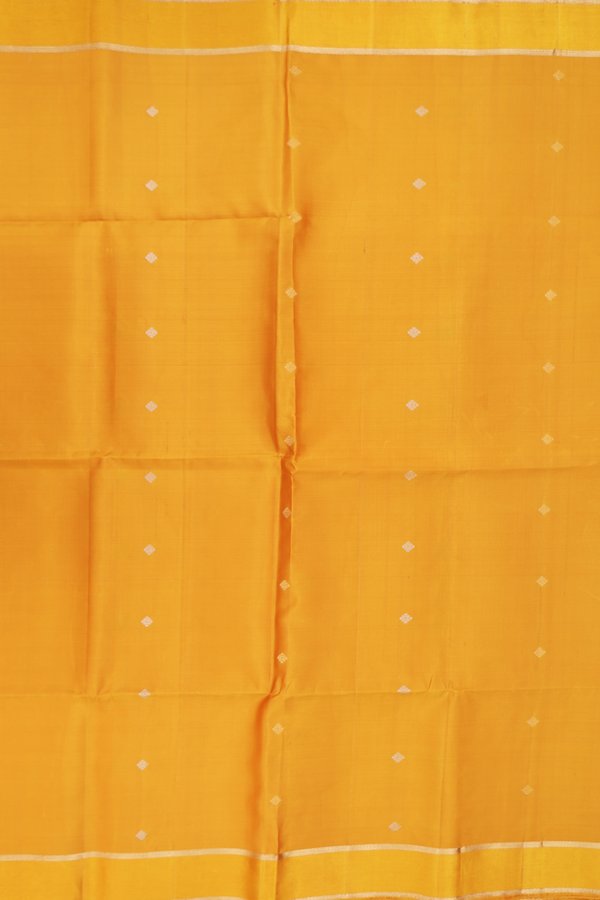 Soft Silk Saree In Mustard Yellow With Floral Buttas