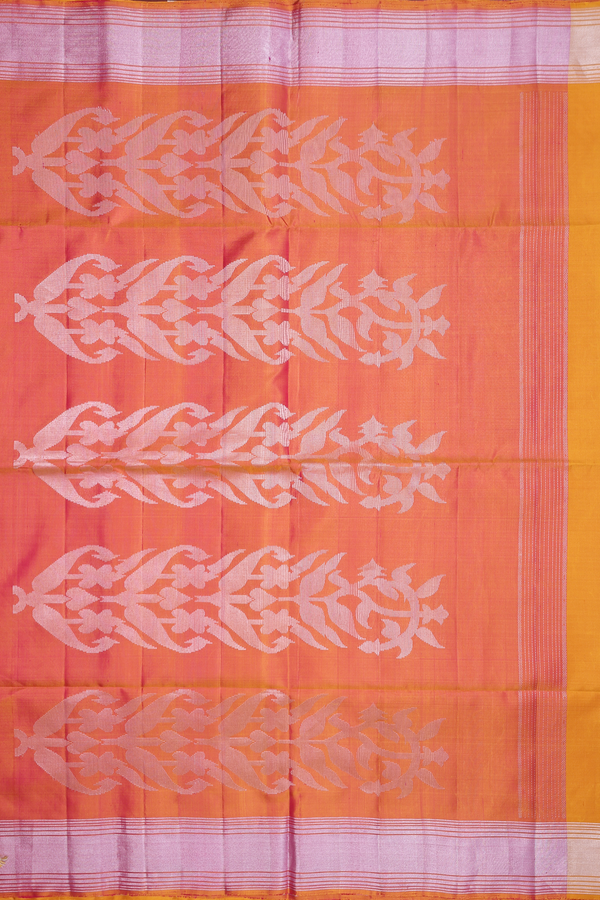 Soft Silk Saree In Mustard Yellow With Stripes Design