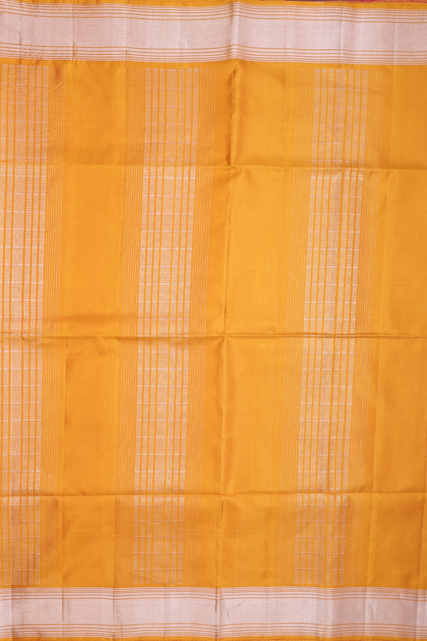 Soft Silk Saree In Mustard Yellow With Stripes Design