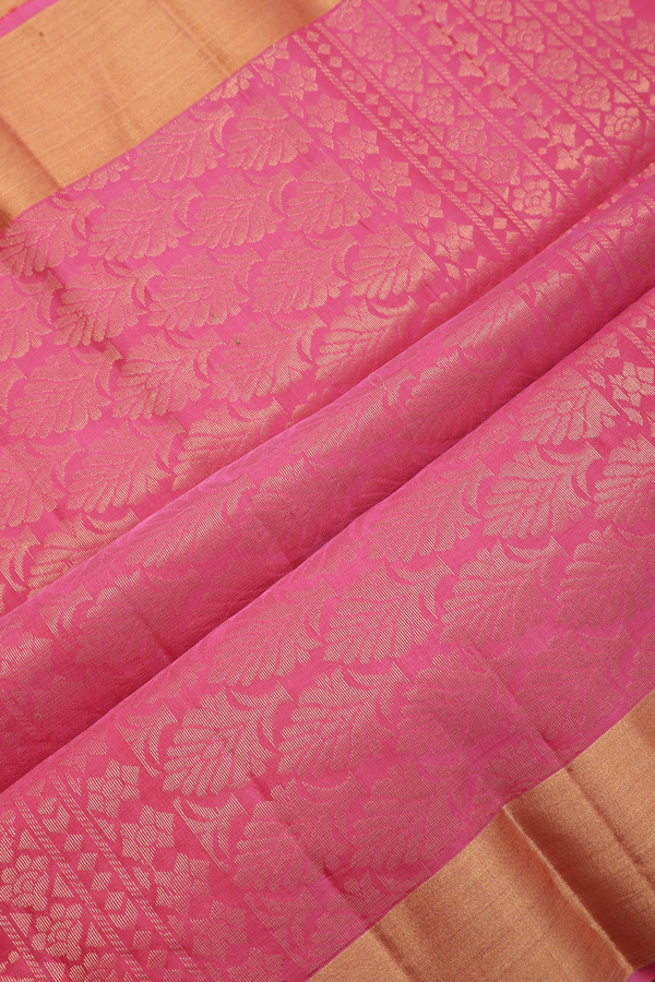 Soft Silk Saree In Navy Blue With Floral Zari Motifs