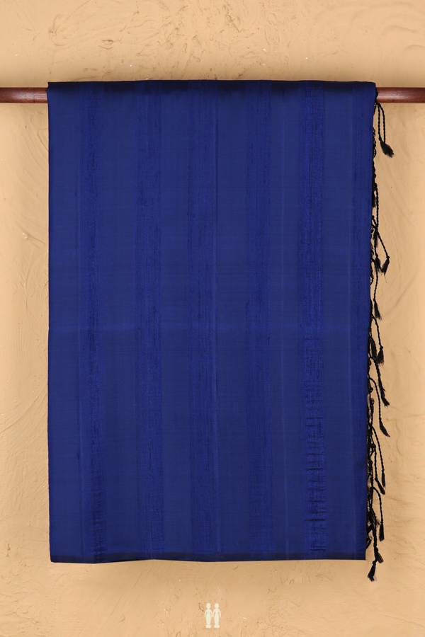 Soft Silk Saree In Navy Blue With Plain