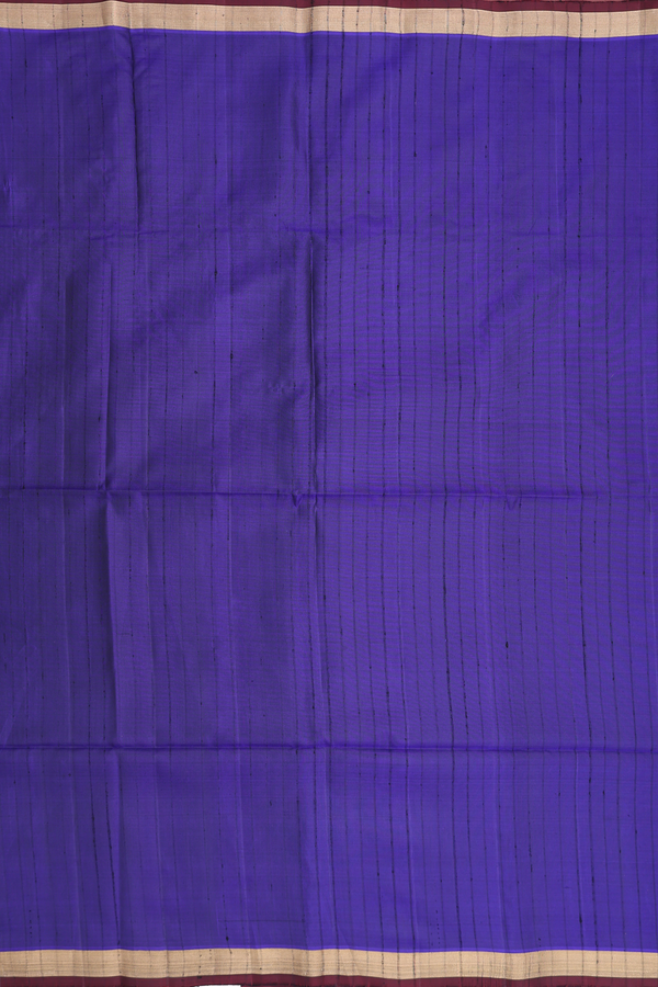 Soft Silk Saree In Navy Blue With Self Stripes Design