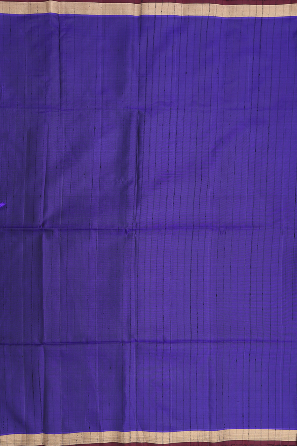 Soft Silk Saree In Navy Blue With Self Stripes Design