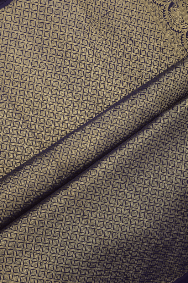 Soft Silk Saree In Navy Blue With Temple Border