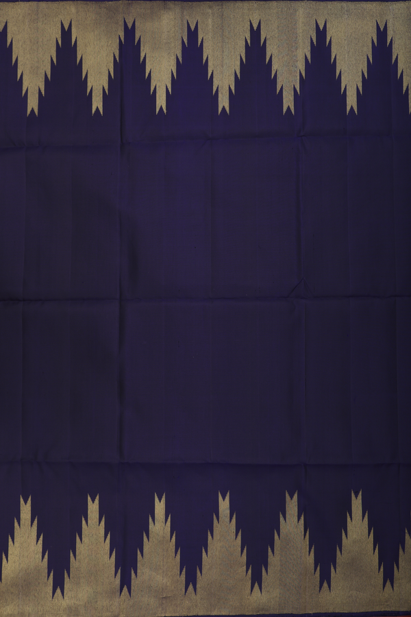 Soft Silk Saree In Navy Blue With Temple Border