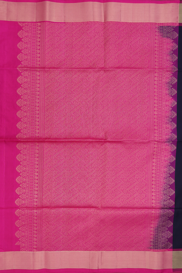 Soft Silk Saree In Navy Blue With Tree Motifs