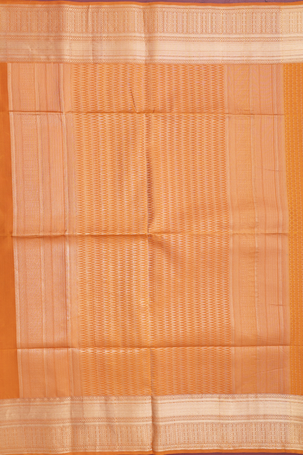 Soft Silk Saree In Ochre Orange With Allover Design