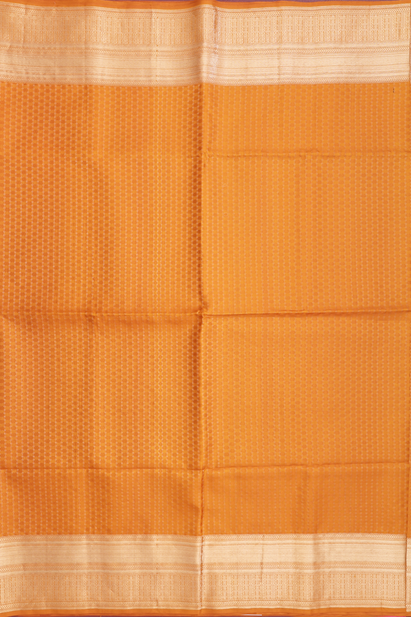 Soft Silk Saree In Ochre Orange With Allover Design