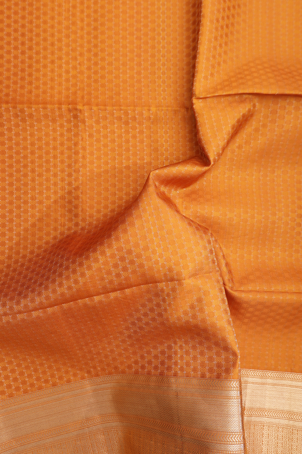 Soft Silk Saree In Ochre Orange With Allover Design
