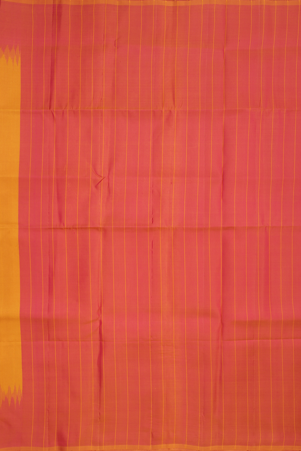 Soft Silk Saree In Ochre Orange With Contrast Border