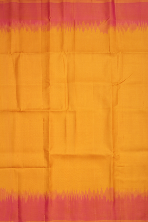 Soft Silk Saree In Ochre Orange With Contrast Border