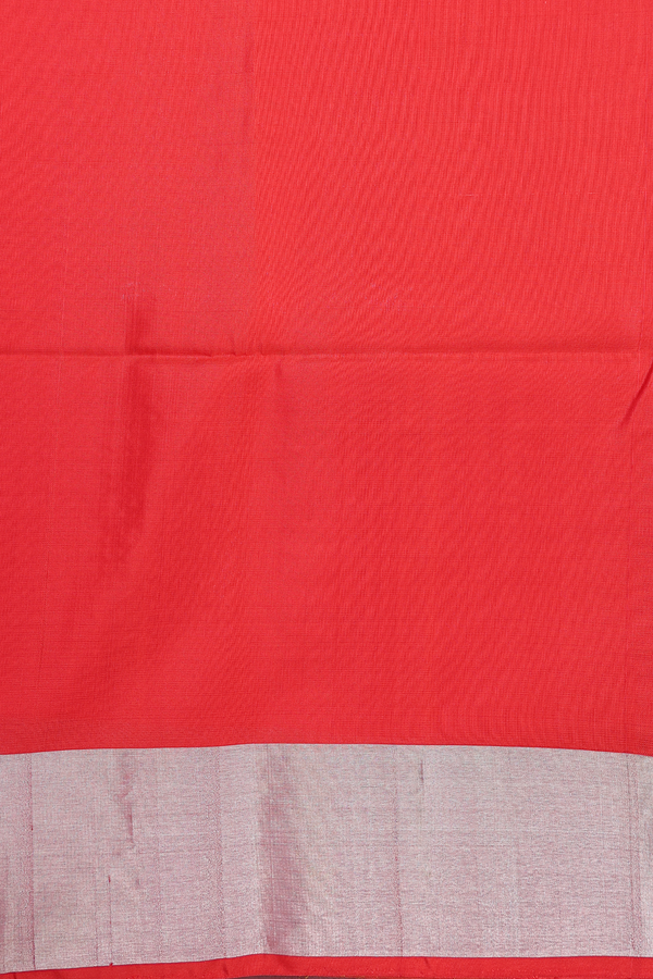 Soft Silk Saree In Ochre Orange With Floral Design