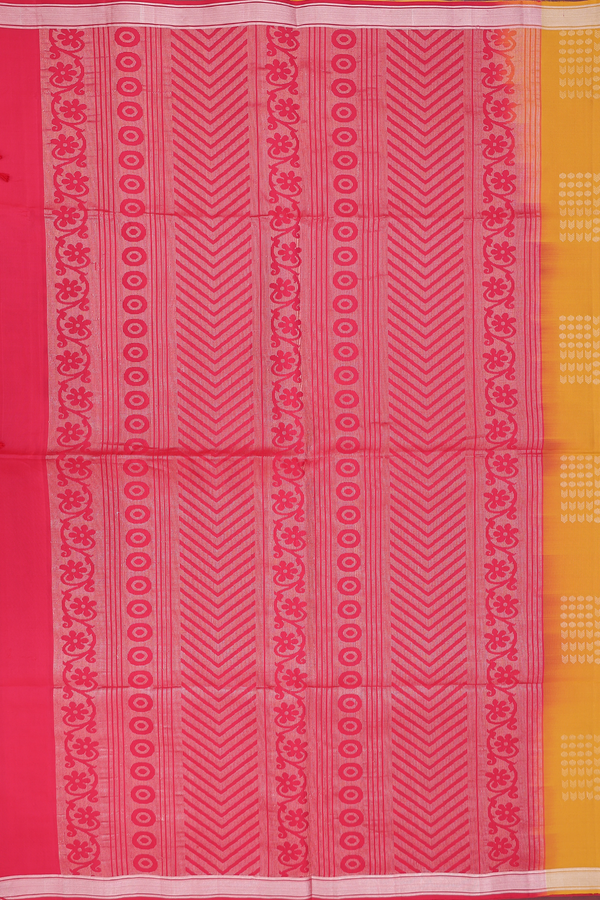 Soft Silk Saree In Ochre Orange With Zari Design