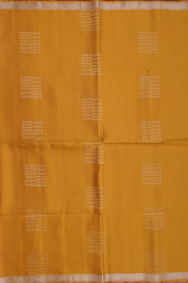 Soft Silk Saree In Ochre Orange With Zari Design