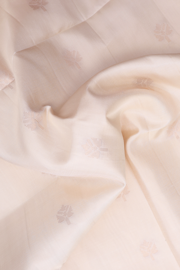 Soft Silk Saree In Off White With Floral Zari Motifs