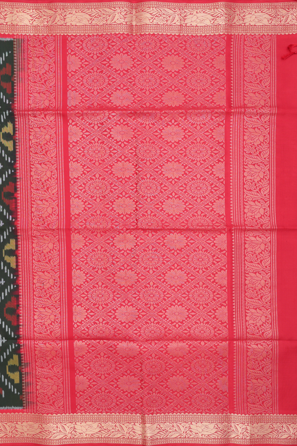 Soft Silk Saree In Olive Green With Diamond Design