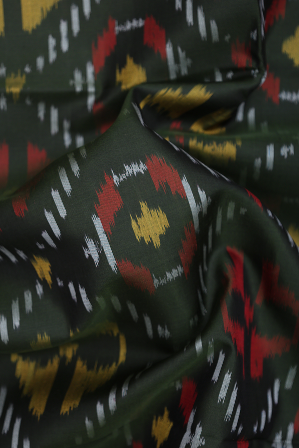 Soft Silk Saree In Olive Green With Diamond Design
