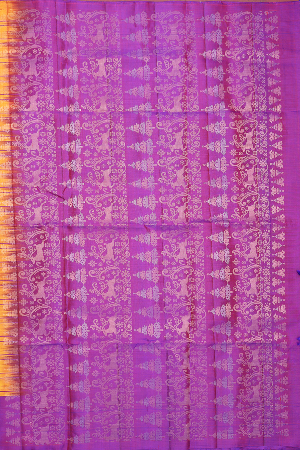 Soft Silk Saree In Orange With Checks Design