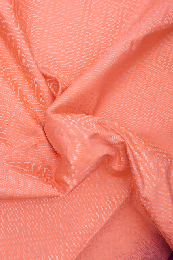Soft Silk Saree In Orange With Diamond Design