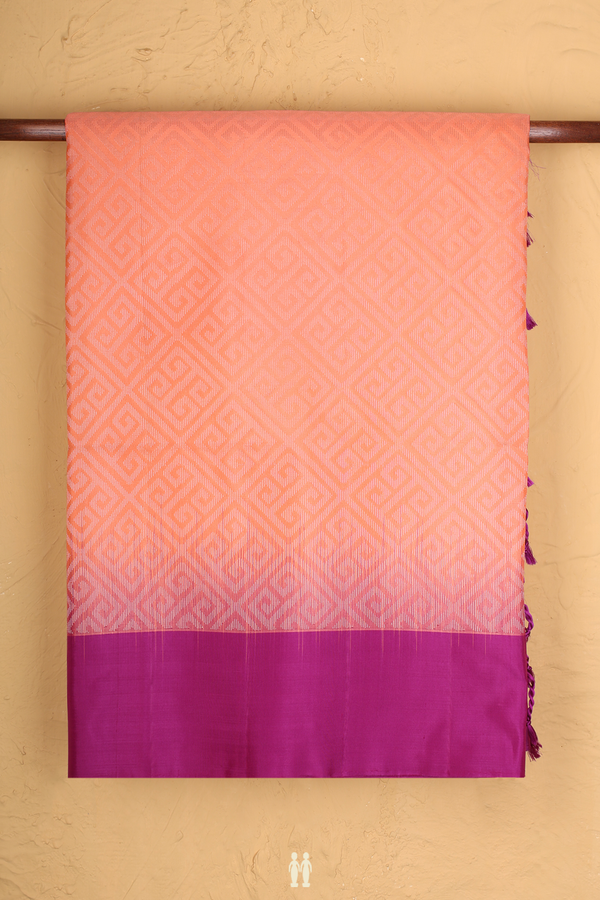 Soft Silk Saree In Orange With Diamond Design