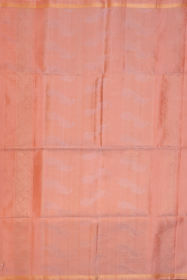 Soft Silk Saree In Orange With Peacock Motifs