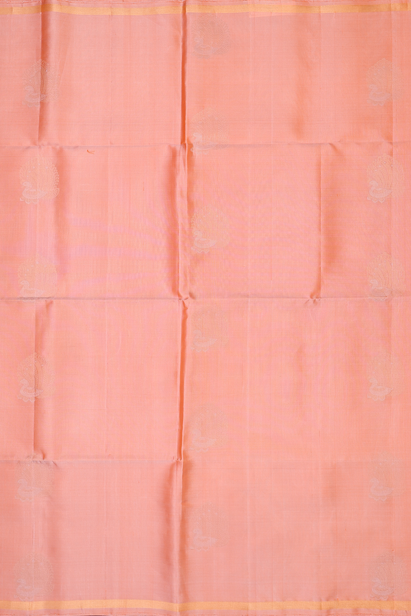 Soft Silk Saree In Orange With Peacock Motifs