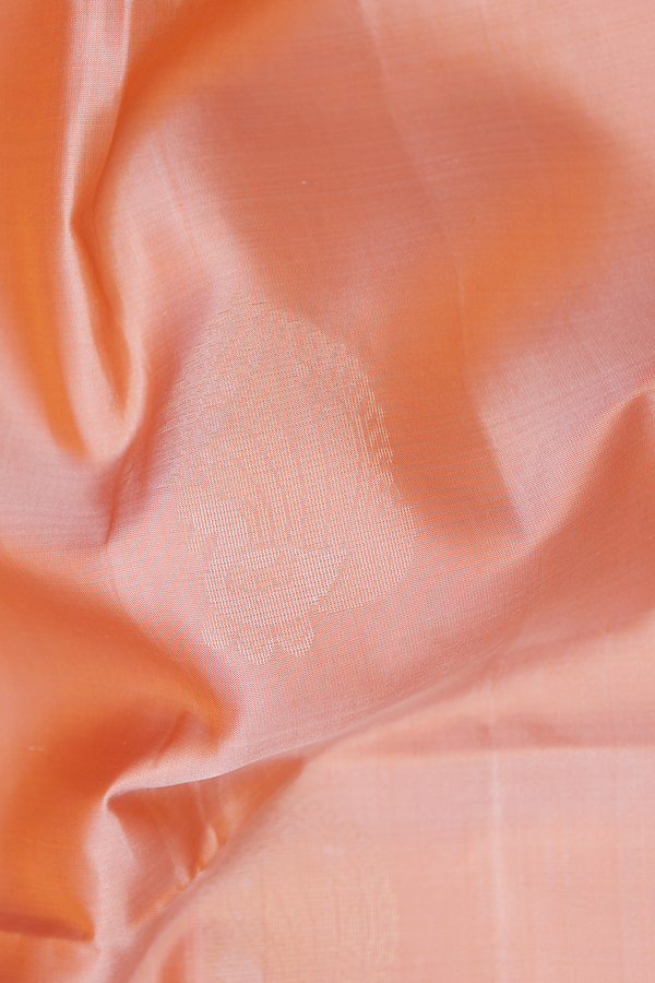 Soft Silk Saree In Orange With Peacock Motifs