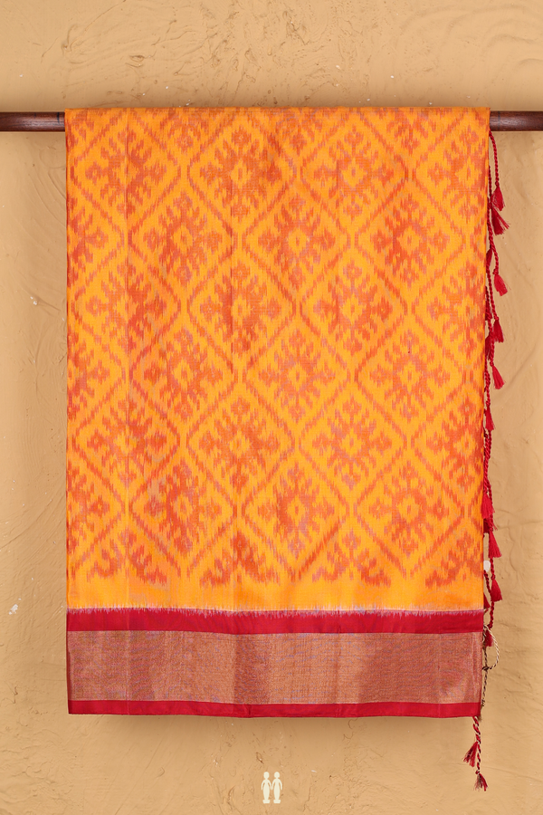 Soft Silk Saree In Orange With Printed Design