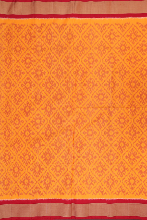 Soft Silk Saree In Orange With Printed Design