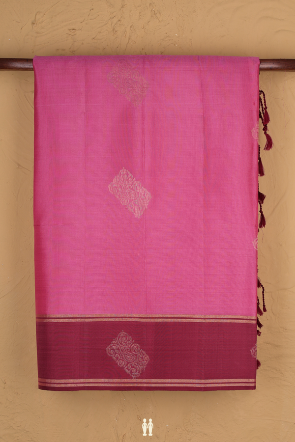 Soft Silk Saree In Orchid Pink With Zari Motifs