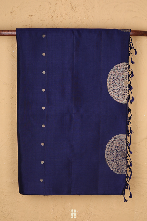 Soft Silk Saree In Oxford Blue With Mandala Design