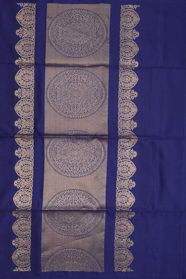 Soft Silk Saree In Oxford Blue With Mandala Design