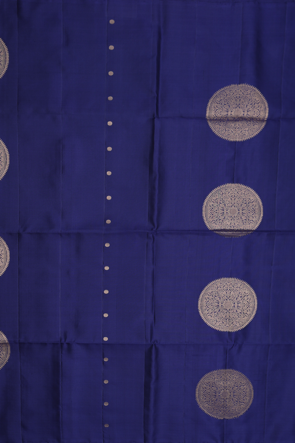 Soft Silk Saree In Oxford Blue With Mandala Design