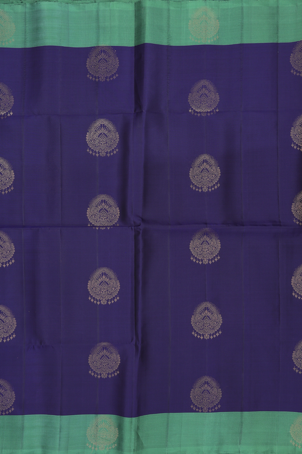 Soft Silk Saree In Oxford Blue With Zari Motifs