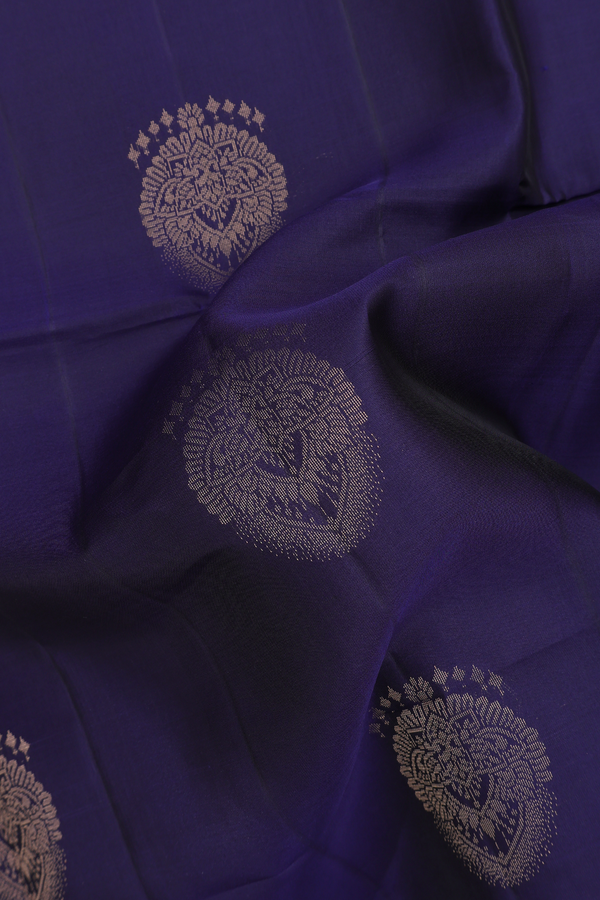 Soft Silk Saree In Oxford Blue With Zari Motifs